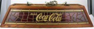 Vintage Coca - Cola Billiard Pool Table Plastic Faux Stained Glass Lamp Bar Light