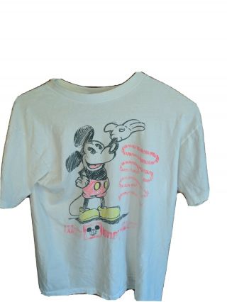 Walt Disney World 1990 Mickey Mouse Vintage Graphic T - Shirt Size Large
