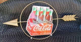 Vintage 1953 Coca - Cola Arrow Sign 6 Pack Bottles A - M 1 - 53 Rare Gold Man Cave