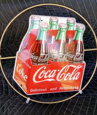 Vintage 1953 Coca - Cola Arrow Sign 6 pack bottles A - M 1 - 53 Rare gold man cave 3