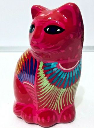Mexican Talavera Pottery Animal Folk Art Cat Kitten Figurine