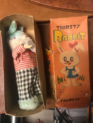 Rock Valley Toys,  Japan,  Mechanical Thirsty Rabbit,  Wind up Toy w/box 2