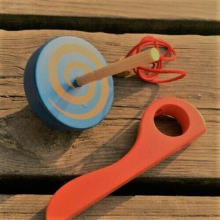Kids Wooden Spinning Tops Funny Educational Painted Gyro Toy Peg - Top We