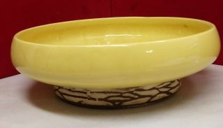 Vintage McCoy Round Gold Yellow Planter Bowl with Brown petelstal base 2