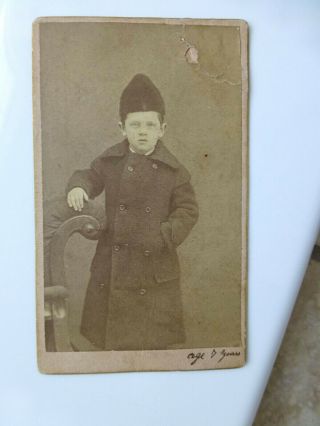 Antique Cdv Cabinet Photo Young Boy Russian Style Cossack Hat Hallowell Me