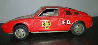 Vintage Tin Toy Fire Chief Car By Yone Made In Japan Fire Brigade