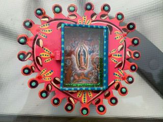 Virgen De Guadalupe Virgin Mary Mexican Metal Nicho Hand Painted 5x4.  5x0.  5 N15