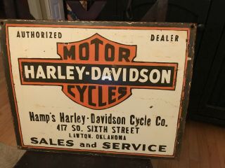Harley Motor Cycle Dealer Porcelain Sign