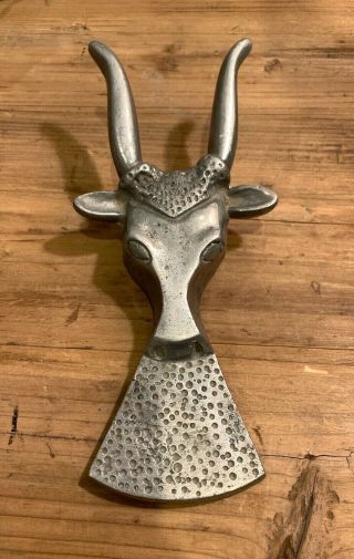 Vintage Aluminum Texas Long Horn Bull Boot Jack Boot Remover Fabulous Door Stop