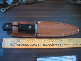 Colonial Knife Prov Usa Fixed 8.  5 " With Leather Sheath Vintage
