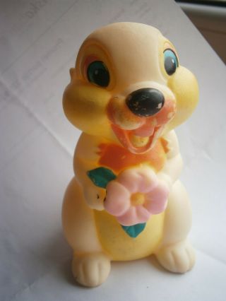 Squirrel With Flower Vintage Rubber Toy Doll Puppet Looks Walt Disney Yugoslavia
