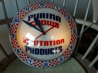 Vintage Purina Chow Sanitation Products Double Bubble Wall Clock