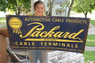 Large Packard Automotive Battery Cables Chevrolet Gm Gas Oil 48 " Metal Sign