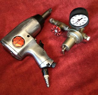 Vtg Craftsman Air Impact Wrench Model 1/2”dr.  Ashcroft Pressure Gauge 0 - 160 Psig