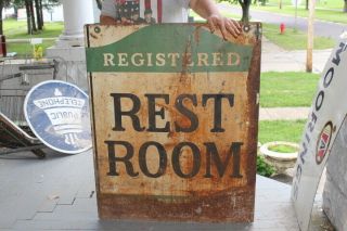 Vintage 1950 ' s Texaco Registered Rest Rooms Gas Station 2 Sided 38 
