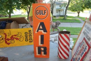 Large Gulf Air Eco Air Meter Pump Gas Station 48 " Metal Sign