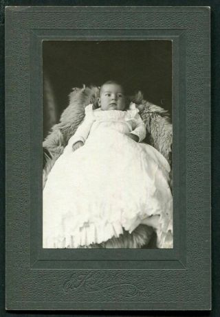 Sweet Victorian Baby W Long Gown - Antique Matted Photo - Sterling Kansas