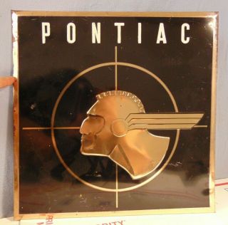 1950 Era Vintage Pontiac Automobile Advertising Sign Stamped Metal Chief Head