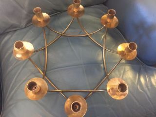 Vtg Mid Century Brass Round Woven Basket Style Candelabra,  Centerpiece 8 Candle