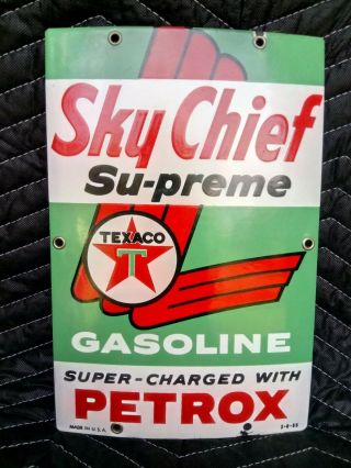 Rare Small 1959 Texaco Sky Chief Pump Plate Porcelain Sign Gas Oil Advertising