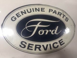 Ford Oval 40x27 Double Sided Tin Sign Sales & Service Fairlane 500