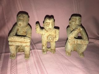 3 Pre - Columbian Mexico Style Stone Figurines Repro’s