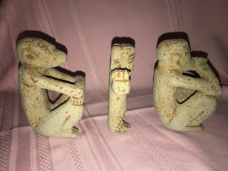 3 Pre - Columbian Mexico Style Stone Figurines Repro’s 2