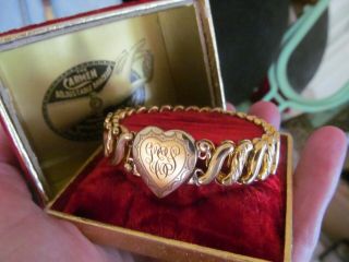 Vintage Sweetheart Expansion Bracelet Carmen Dfb Co Gold Filled Heart Leg Nib