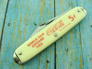Vintage 1933 World Fair Usa Coca Cola Advertising Folding Pocket Knife Knives