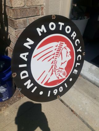 c.  1950s Vintage Indian Motorcycles Sign Dated 1929 RARE SIGN 30 Inch 2