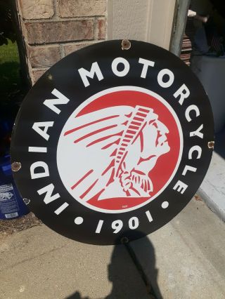c.  1950s Vintage Indian Motorcycles Sign Dated 1929 RARE SIGN 30 Inch 3