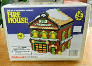 Vintage Wee Crafts Christmas Village 6 " Fire House Kit Nos