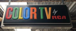 Rare Vintage By Rca Color Tv Display Sign.  Big In Alum Frame