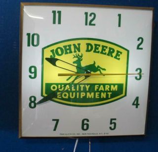 Vintage Pam Lighted Advertising JOHN DEERE QUALITY FARM EQUIPMENT Clock 3