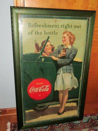 Vintage 1942 Coca Cola Cardboard Sign,  Litho,  Advertising