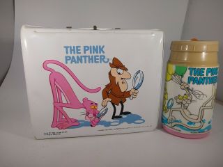 Vintage Vinyl Lunchbox 1980 The Pink Panther With Thermos Missing Cup
