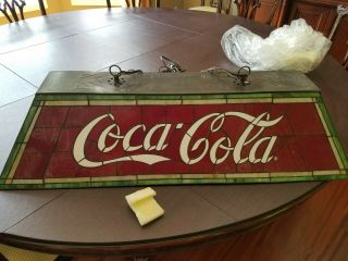 Vintage Coca Cola Billiard/pool Table Light Tiffany 2 Light 36 In.  X 14 In.