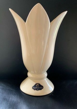 Mcm Vintage California Art Pottery Hollywood Ware Off - White Vase Label