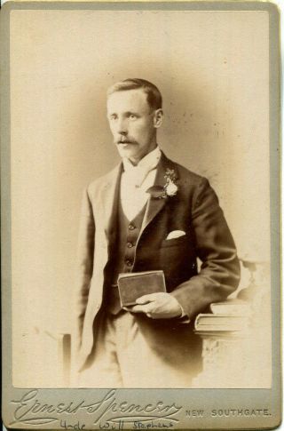 1890s Cabinet Photograph Portrait Of A Man With Book By Spencer Of Southgate