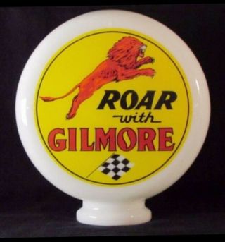 Eco Airmeter Roar/ Gilmore Mini Globe Milk Glass 9 " 3 " Base Gas Pump Vintage