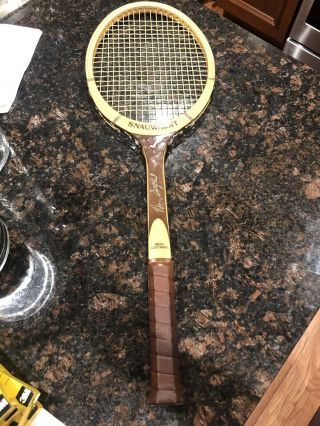 Vintage Wooden Tennis Racket Racquet Snauwaert Brian Gottfried L - 3.