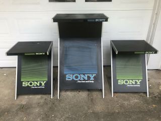 Rare Vtg 1979 - 82 Sony Tv Ad Painted Metal Store Display Stands The One And Only
