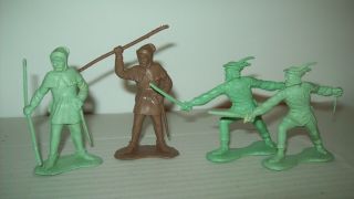 Vintage,  Four Marx 60mm Robin Hood Playset Merry Men Figures