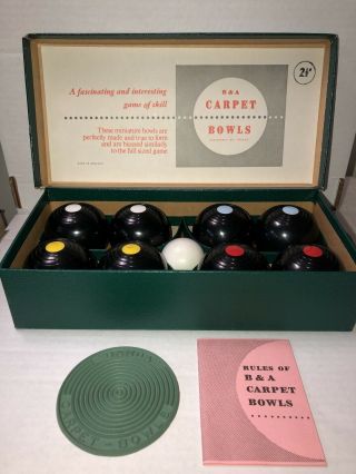 Vintage B&a Carpet Bowls The Indoor Carpet Game - Made In England