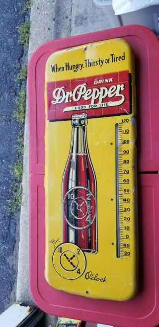 Vintage Dr Pepper Soda Bottle Good For Life Thermometer Sign