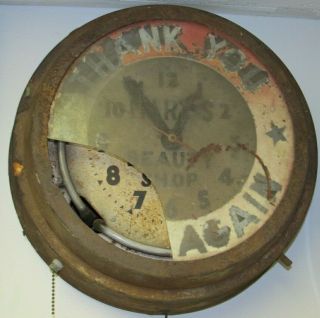 Vintage Neon Advertising Wall Clock,  Barn Find For Restoration