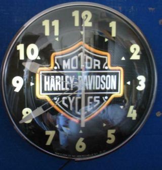 Vintage Pam Lighted Advertising Harley Davidson Motorcycles Clock