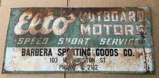Vintage Dealership Evinrude Elto Boat Motor Outboard Metal Embossed Sign Decor