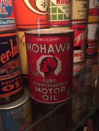 Rare Vintage Full Mohawk Motor Oil Can Nos 1 Quart Metal Pre War
