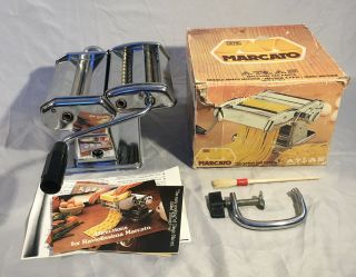 Vintage Marcato Atlas Mod 150 Deluxe Pasta Maker Made In Italy W/ Box An